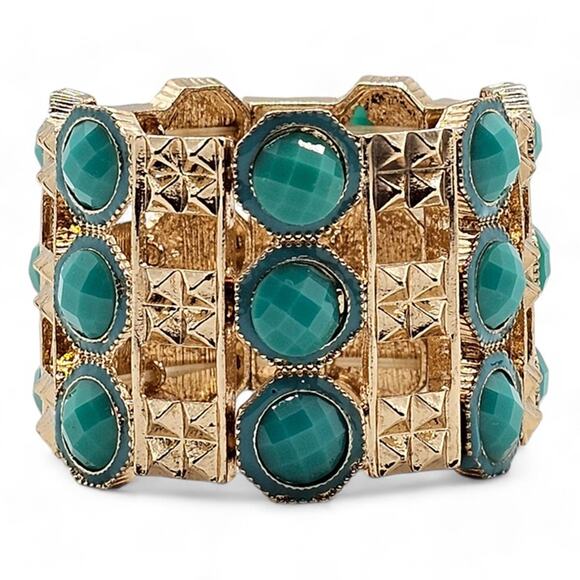 Fashion Cuff Bracelet in Gold and Green - Picture 1 of 2